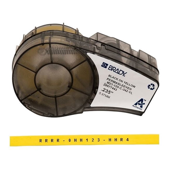 Yellow Heat Shrink Wire and Cable Labels for Brady M210 and M211, 1/8in dia