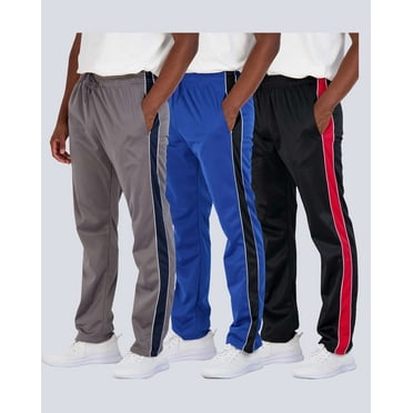 Real Essentials 3 Pack: Men's Active Athletic Casual Tricot Open Bottom Sweatpants with Pockets (Available In Big & Tall)
