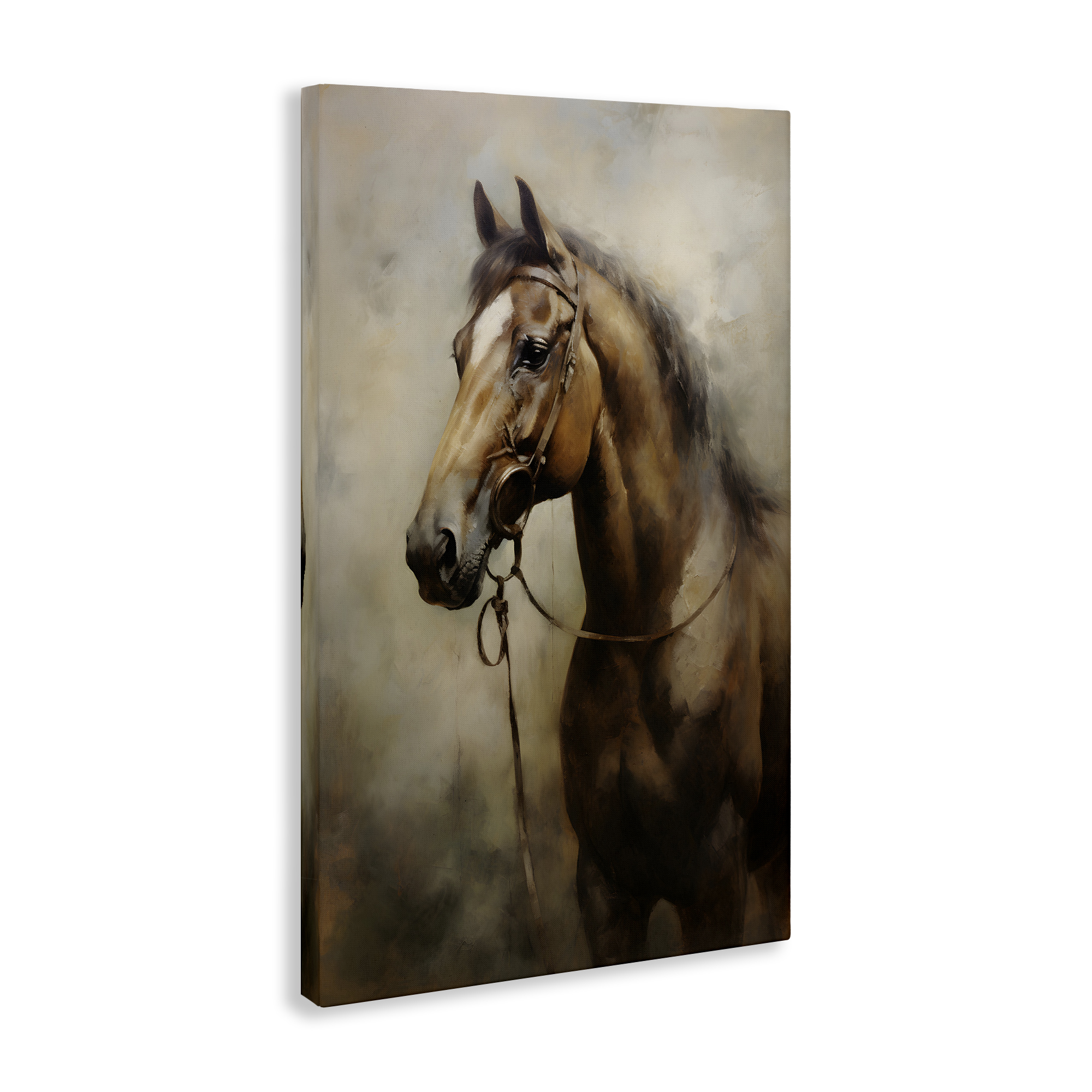 Stupell Industries Brown Horse Portrait Animals & Insects Painting Gallery Wrapped Canvas Art Print Wall Art, 20 x 30