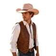 thumbnail image 3 of Ceisia Men Wide Brim Cowboy Hat Solid Color Braided Band Decor Western Style Hat For Outdoor Party Travel Daily Wear Gift, 3 of 5