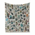 thumbnail image 1 of Hipster Soft Flannel Fleece Throw Blanket, Completion of Various Movie Radio Cartoon Items Old Nostalgic Colorful Drawings, Cozy Plush for Indoor and Outdoor Use, 60" x 80", Multicolor, by Ambesonne, 1 of 6