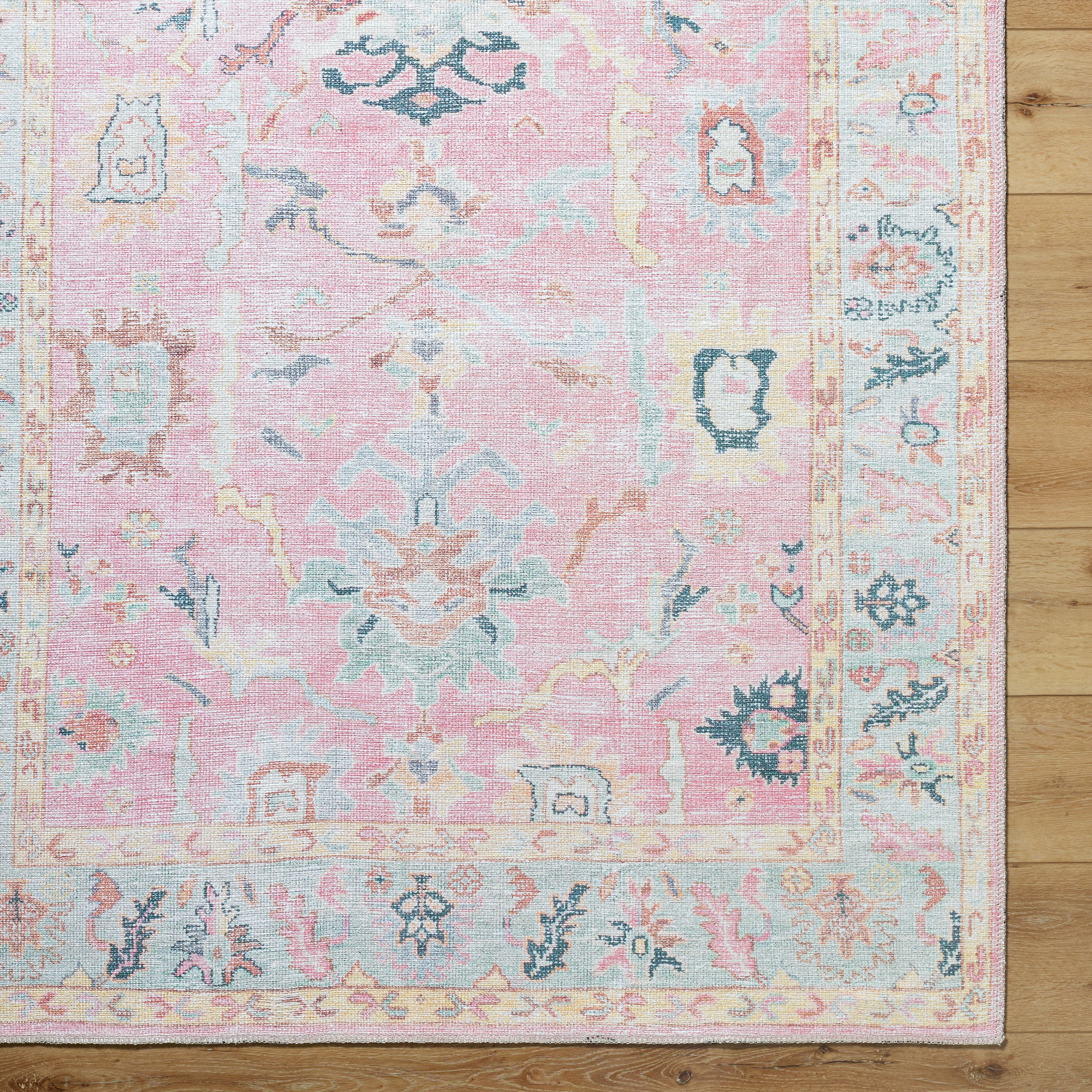 My Texas House Eloise Traditional Floral Indoor Washable 5 x 8 Area Rug