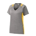 thumbnail image 5 of Sport-Tek Ladies Heather Colorblock Contender V Neck Tee-4XL (Vintage Heather/ Gold), 5 of 6