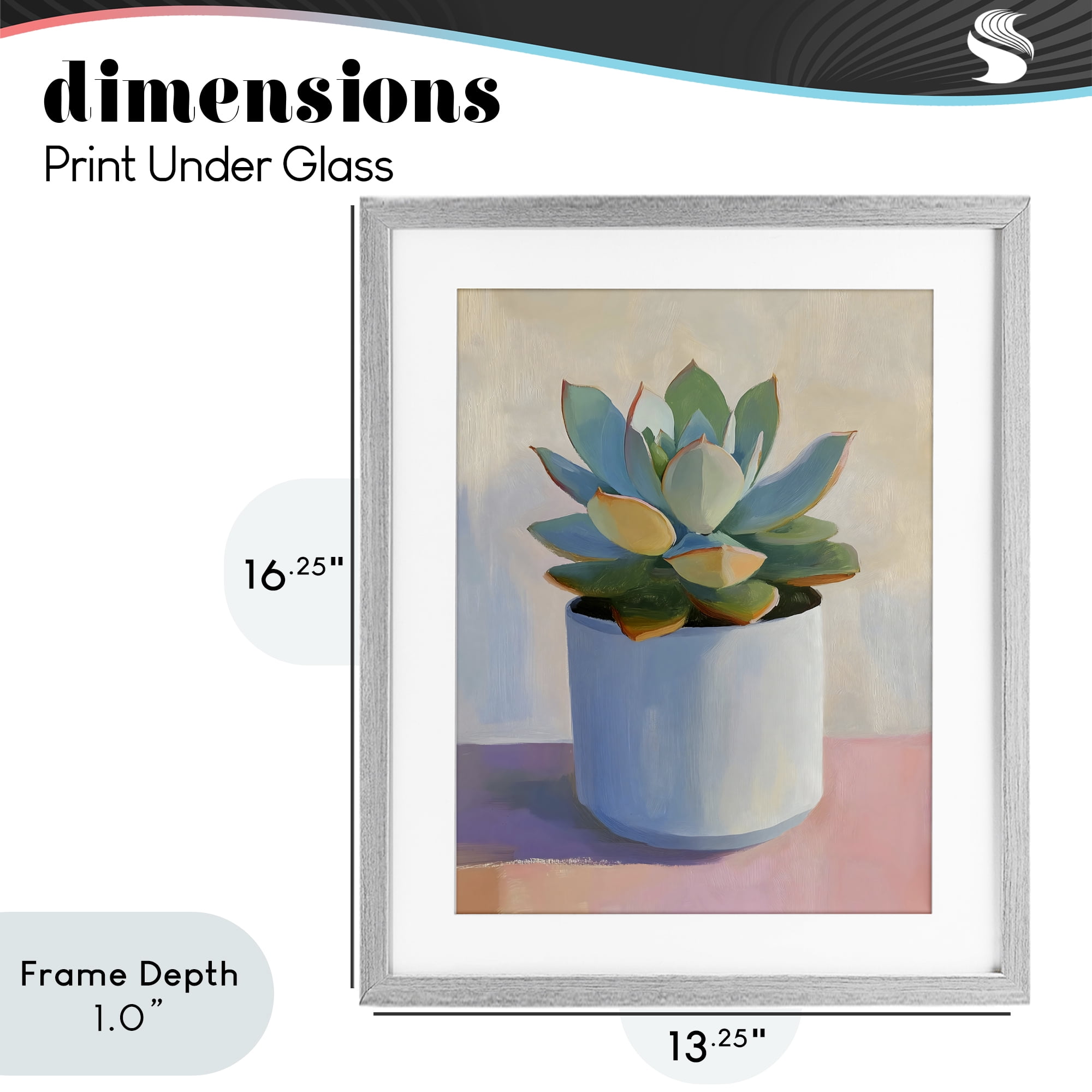 Stupell Industries Succulent Plant in White Pot Gray Framed Print Under Glass, design by The Prints Vibe
