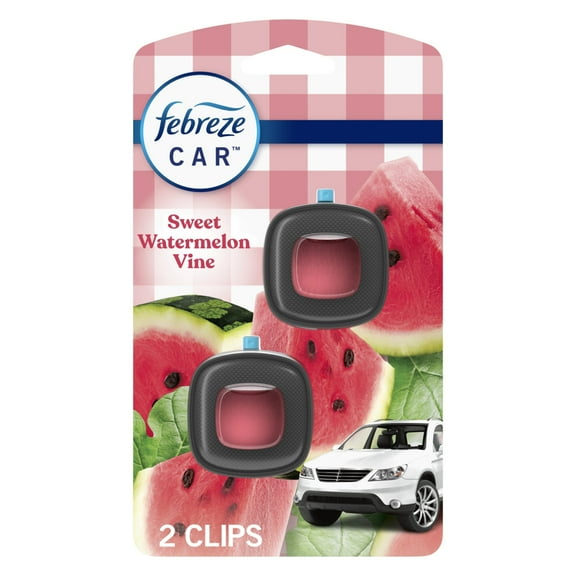 Febreze Car Air Freshener, Odor-Fighting Car Vent Clip, Watermelon, 2 Count