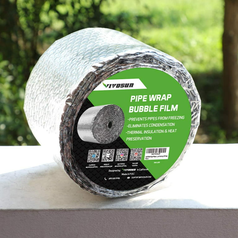 VIVOSUN Insulated Spiral Pipe Wrap Insulation Bubble Film 6-Inch by 25-Feet  