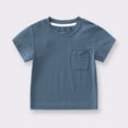 thumbnail image 2 of Summer Savings Clearance 2025! Loopsun Toddler Summer Tops, Toddler Kids Boys Girls Fashion Solid Soft Short Sleeve Pocket Top Dark Blue 3-6 Months, 2 of 5