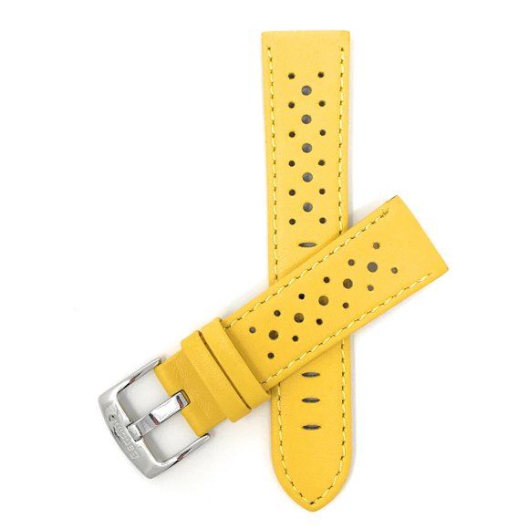 Extra Long (XL) 20mm GT Rally Perforated Leather Watch Strap Band, Stainless Steel Buckle