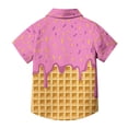 thumbnail image 4 of MGDXOX Kids Short Sleeve Ice Cream Print Button Down Shirts Lightweight Breathable Fabric Spring Summer Fun Casual Wear Pink 3-4 years, 4 of 8