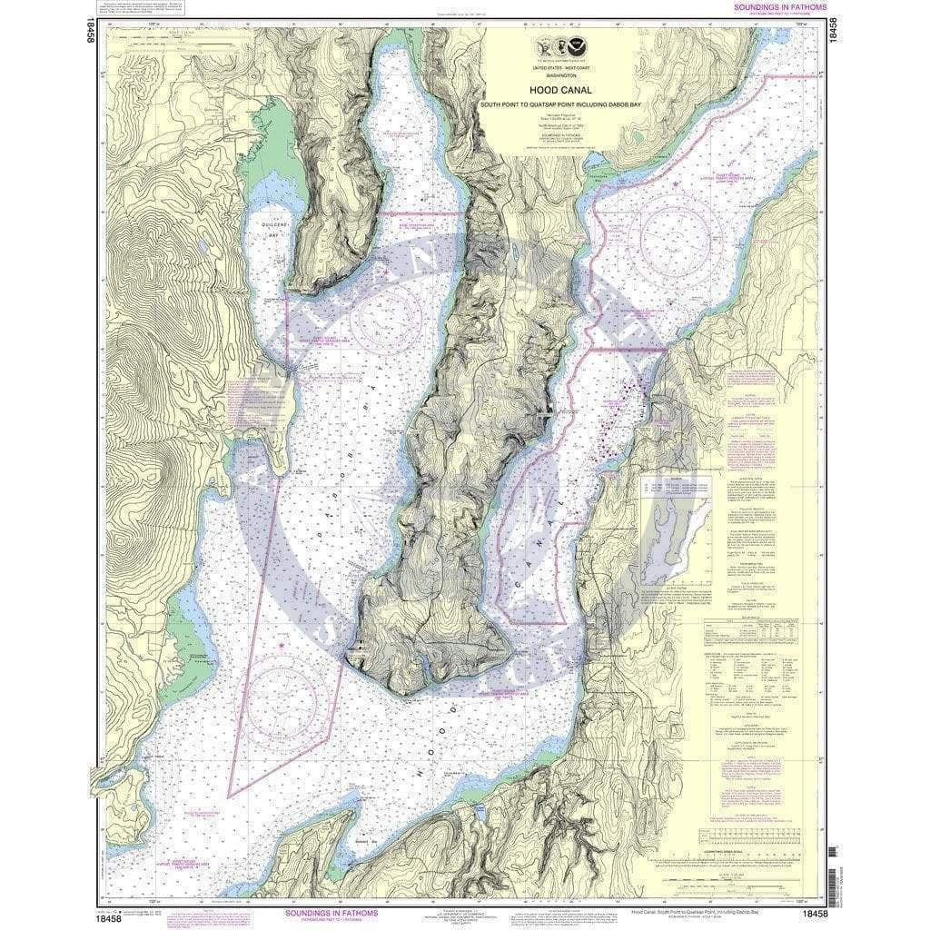 NOAA Nautical Chart 18458 Hood CanalSouth Point to Quatsap Point including Dabob Bay Walmart
