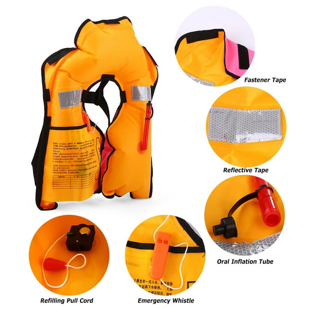 Manual de Chaqueta Chaqueta inflable Salvavidas para adultos Chaleco Agua Deportes de Pesca de Natación