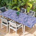 thumbnail image 2 of Purple Navy Blue Table Cloths for 8 Foot Rectangle Tables, Retro Botanical Abstract Art Patio Waterproof Elastic Fitted Tablecloths, Washable Rectangular Table Cover for Camping, 2 of 8