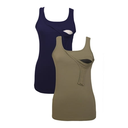 

100% Premium Cotton - Women Nursing Maternity Tank Top 2 Piece Set