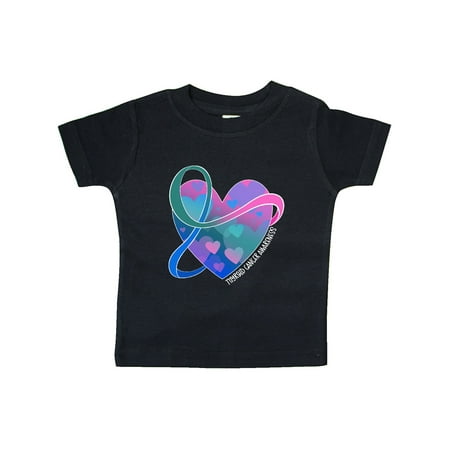 

Inktastic Thyroid Cancer Awareness Pink Teal Blue Ribbon Around Heart Gift Baby Boy or Baby Girl T-Shirt