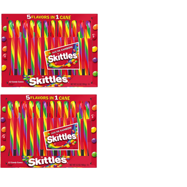 Skittles Christmas Candy Canes - 5.3oz/12ct pack of 2