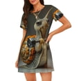 thumbnail image 1 of Fotbe Surreal Weightlifting Snail Bata de Dormir para Mujer con Estampado, Camisón de Algodón de Manga Corta, Ropa de Dormir Casual, 1 of 6