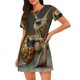 thumbnail image 1 of Easygdp Surreal Weightlifting Snail Camisón de manga corta para mujer, informal, estampado, 1 of 6