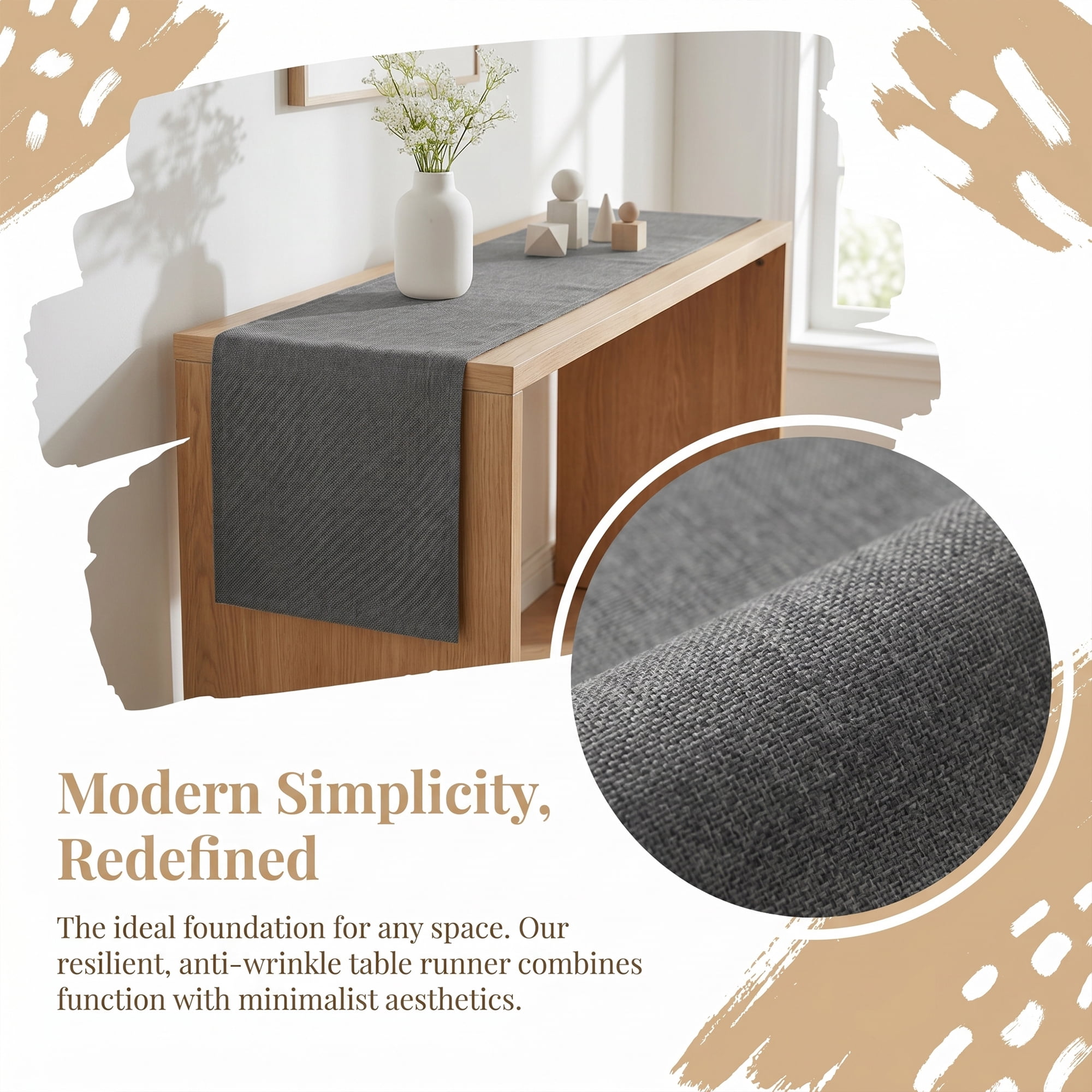 Unique Bargains Washable Polyester Kitchen Runner for Dining Table Gray 13" x 60.2"