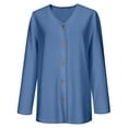 thumbnail image 4 of DDAPJ pyju Women's Lightweight V-Neck Cardigan Sweater Soft Knitted Cardigans Button Down Long Sleeve Sweater Coat Blue S, 4 of 6