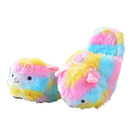 

Fuzzy Heel Cover Alpaca Slippers Cute Plush Animal Alpaca Slippers for Women