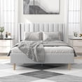 thumbnail image 2 of alazyhome Full Size Upholstered Platform Bed Frame, Easy Assemble, White, 2 of 6