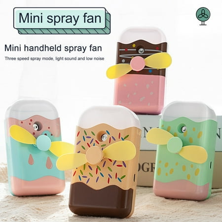 

Yanerim Mini USB Rechargeable Cartoon Ice Cream Shape Handheld Humidifier Cooling Fan for Home
