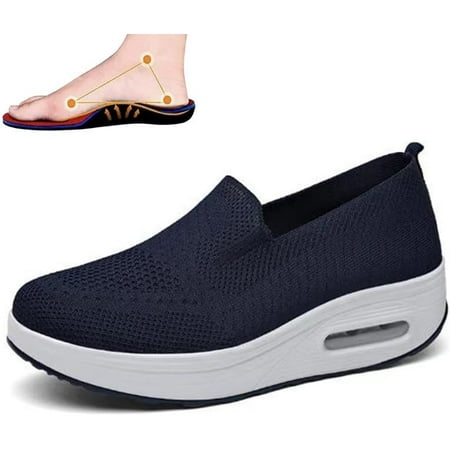 Orthopedic Walking Shoes for Women  Non-Slip Air Cushion Lightweight Comfort Breathable Platform Mesh Slip On Sneakers