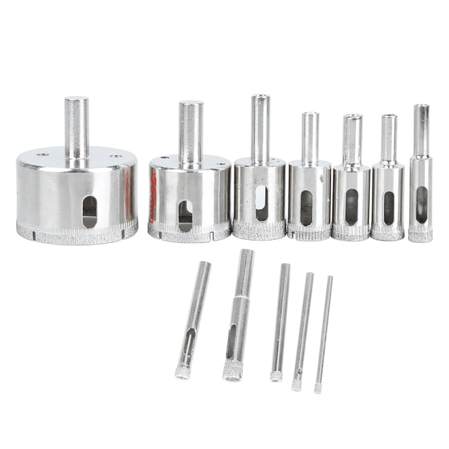 12 brocas de diamante para vidrio y azulejos, brocas huecas, extractores, sierras de corona para vidrio, cerámica, porcelana y azulejos de cerámica.