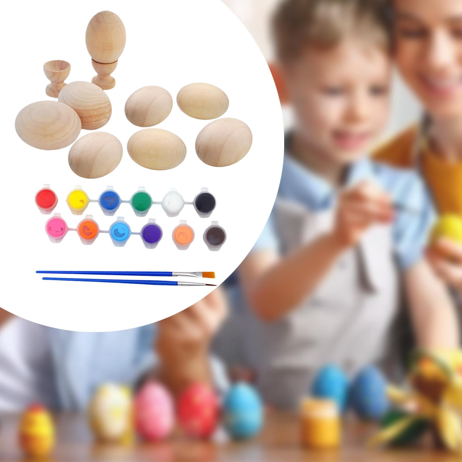 Sharprepublic 8 Pieces Unfinished Wood Eggs Funny Art Craft Supplies for Party Easter