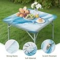 thumbnail image 4 of Blue White Gold Marble Pattern Square Fitted Tablecloth with Elastic Edge,Square Table Cover,Washable Elastic Table Cover for Home Kitchen Party Decor 34"x34", 4 of 6