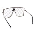 thumbnail image 4 of Womens Rhinestone Shield Lace Mesh Lens Luxury Metal Rim Sunglasses Black Brown, 4 of 4