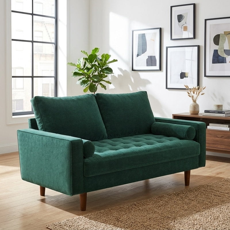US Pride 58 Inch Velvet Loveseat Sofa with tufted seat