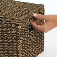 thumbnail image 3 of mDesign Woven Seagrass Home Storage Basket with Lid, Set of 3 - Brown Finish, 3 of 8