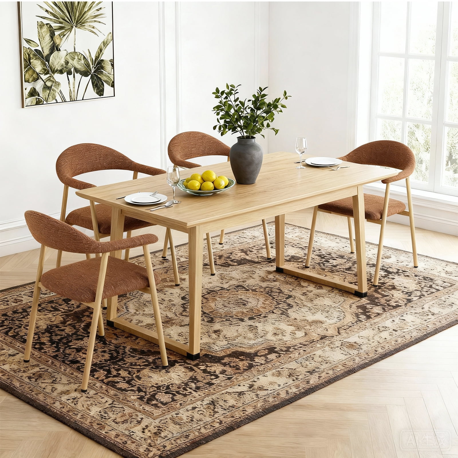 EDX Dining Chairs Set of 2, Modern Upholstered Kitchen Side Chairs for Dining Room, Ergonomic Padded Accent Seats with Sturdy Legs, Orange