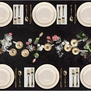 Crown Display 60-Pack Premium Disposable Plastic Dinner Set - Classic Cream With Gold Rim