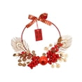 thumbnail image 3 of S SERENABLE 2024 Chinese New Year Wreath, Lunar New Year Wreath, Front Door Wreath, Artificial Flower Wreath for Porch, Garden, Wall Decoration C, 3 of 8