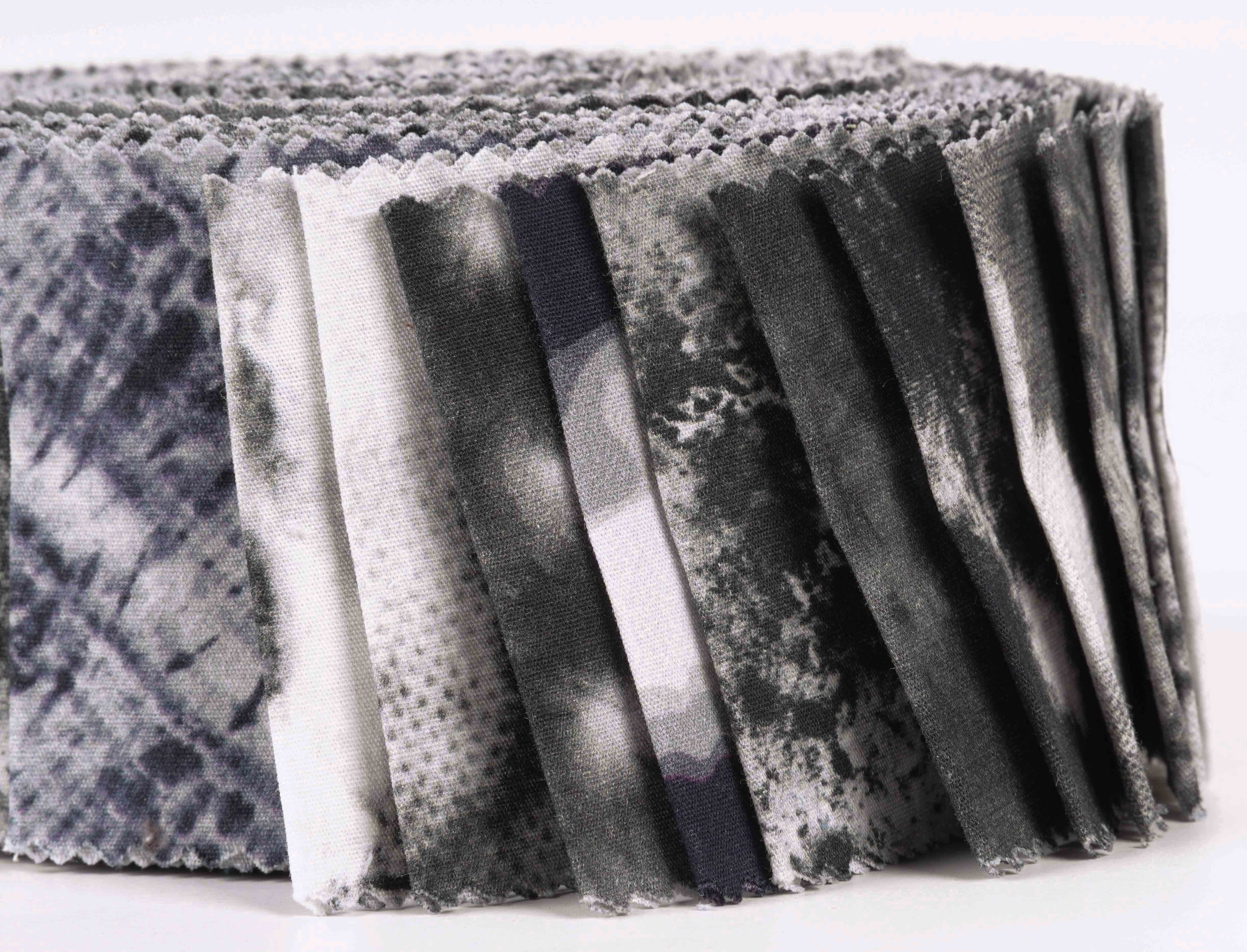 Soimoi 40Pcs Tie Dye Print Cotton Precut Fabrics For Quilting Craft Strips 2.5x42inches Jelly Roll - Black