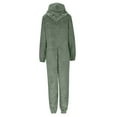 thumbnail image 5 of Women's One Piece Sleepwear Pajamas Autumn And Winter plush Solid Color Long Sleeved Zipper Hooded Romper, 5 of 8