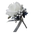 thumbnail image 2 of Broche de boda Artificial Sunnimix Boutonniere Corsage Broche Pin Gris blanco y plateado, 2 of 8