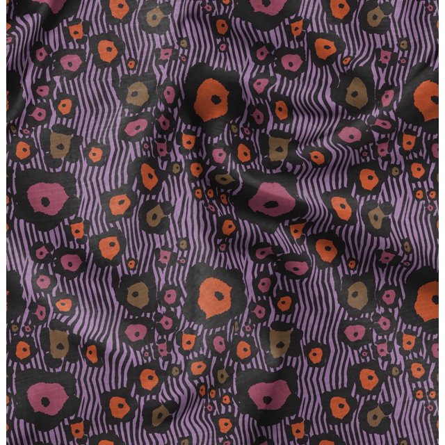 Soimoi Purple polyester Crepe Fabric Wild Animal Skin Decor Fabric Printed BTY 52 Inch Wide