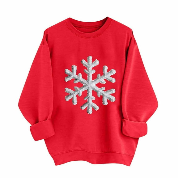 qucoqpe Women's Christmas Print Crewneck Sweatshirt Fall Winter Fashion Long Sleeve Casual Holiday Pullover Tops