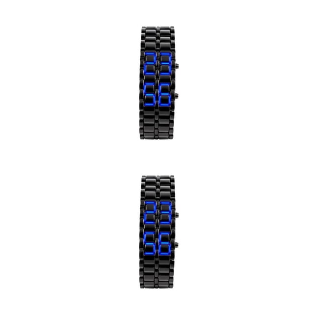 Methold Hombres europeos y americanos Reloj LED digital Amante Estilo retro Mano Reloj de Cadena Decoración Luz azul 2piezas