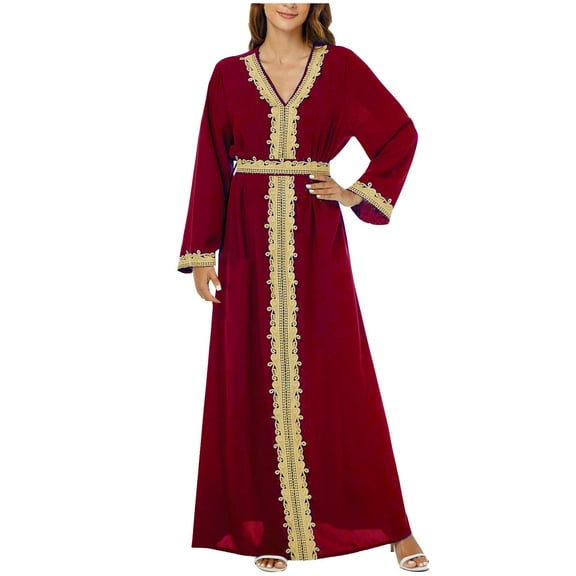 Oplxuo Women's Fall Empire Waist Maxi Dress Elagant Embroidered Floral Print Long Sleeve Wedding Guest Party Cocktail Dresses