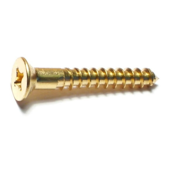 #12 x 1-1/2" Brass Phillips Flat Head Wood Screws WSFB-391