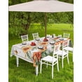 thumbnail image 4 of Outdoor Tablecloth with Umbrella Hole & Zipper, Thanksgiving Fall Rectangle Tablecloth 60x84 Inch, Orange White Pumpkin Sunflowers Wooden Patio Table Cover Waterproof Table Cloth for Picnic, 4 of 6