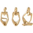 thumbnail image 1 of Estatua de pensador nórdico, 3 piezas, escultura de pensador abstracto, figura de pensador de resina, artesanía moderna, arte para decoración de escritorio de oficina y hogar (dorado), 1 of 4