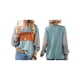 thumbnail image 2 of Blusas de Larga para Mujer, de Gran Tamaño, Modernas, con Cuello Redondo, Informales, con Bloques de Color. Judías S, 2 of 5