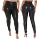 thumbnail image 1 of MKLEKYY Leggins de mujer de vestir, pantalones de cuero negros ajustados de cintura alta de talla grande para mujer, pantalones casuales elásticos, pantalones de cuero, 1 of 4