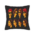 thumbnail image 4 of Set of 2 18x18in Throw Pillow Covers with Pop Art Women Portraits on Black Background - Stylish Decorative Cushions for Couch Bed Car, 4 of 8