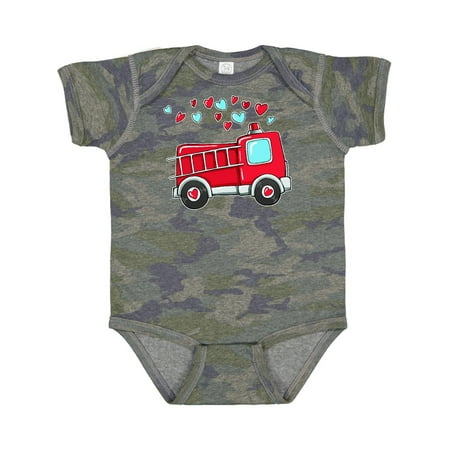 

Inktastic Valentine Fire Truck with Hearts Boys or Girls Baby Bodysuit